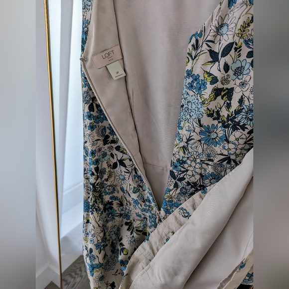 Loft Floral Dress 100% Cotton Fully Lined Size 2 Petite - Picture 4 of 4